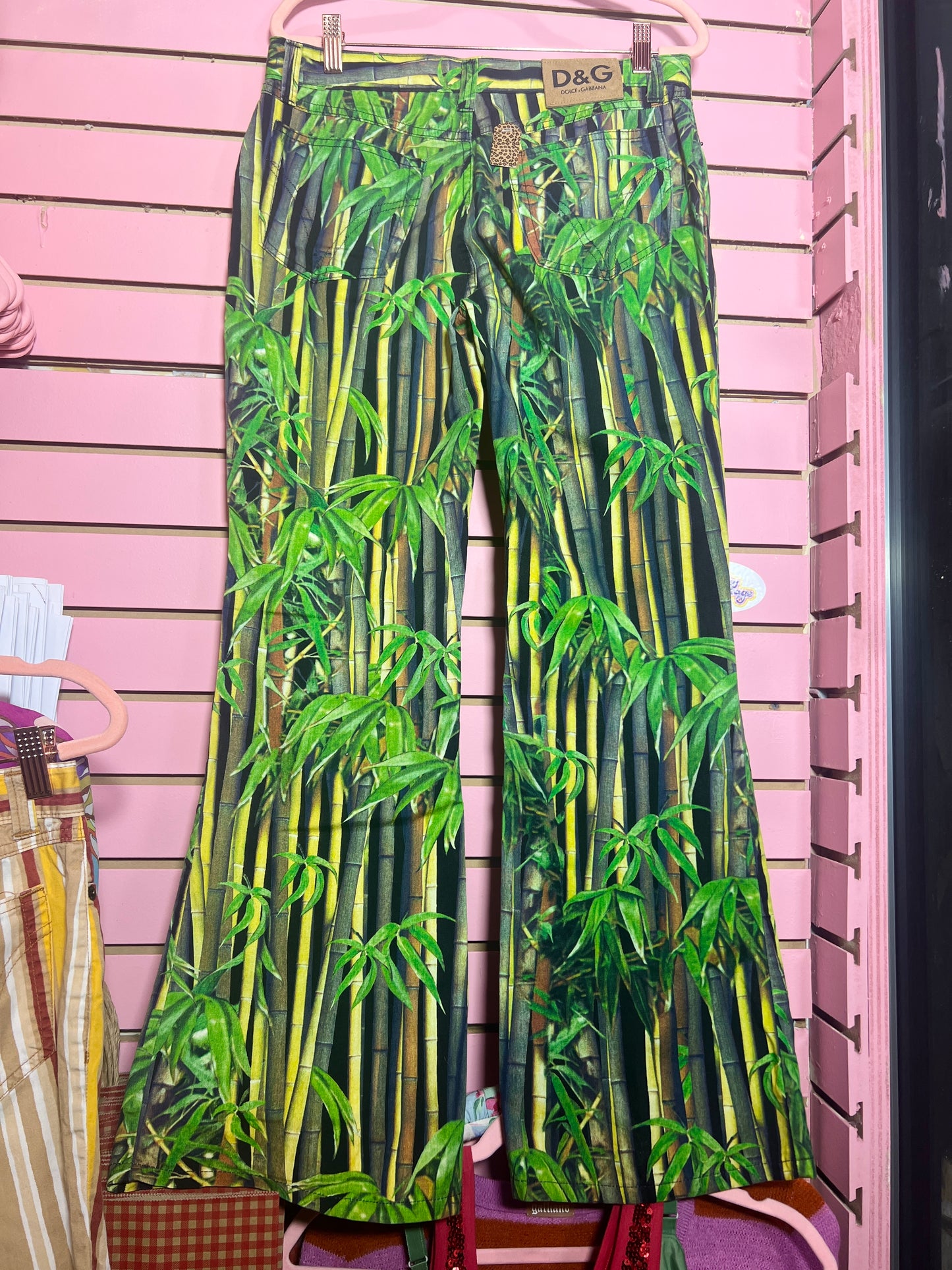 Vintage DOLCE & GABBANA Bamboo Print Flared Pants
