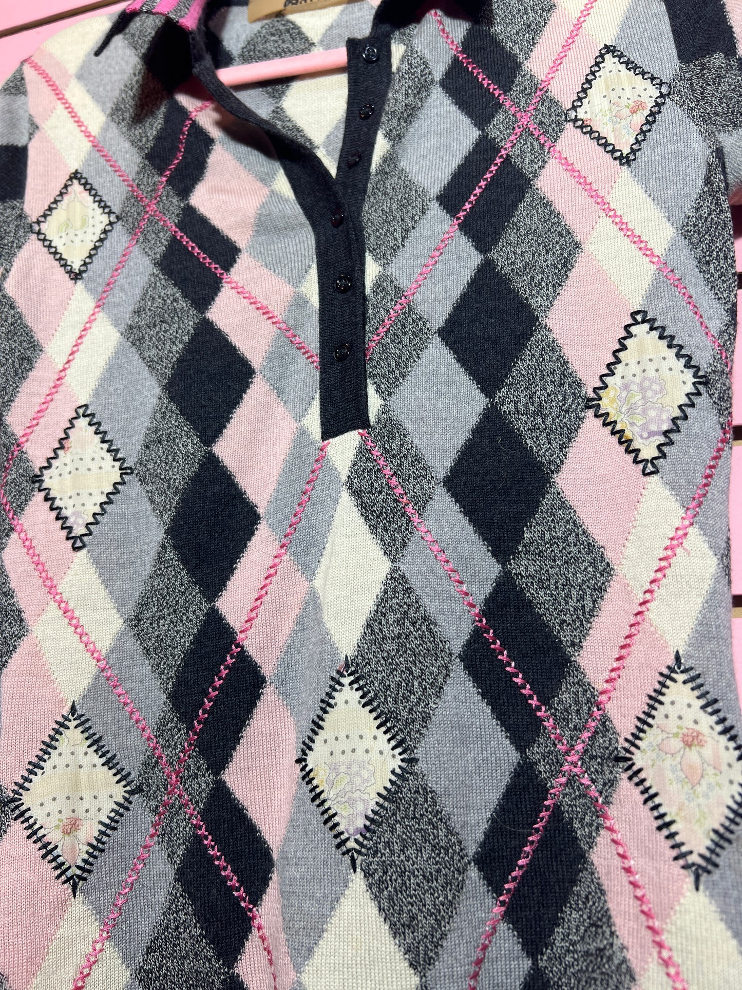 John Galliano Wool Argyle Top