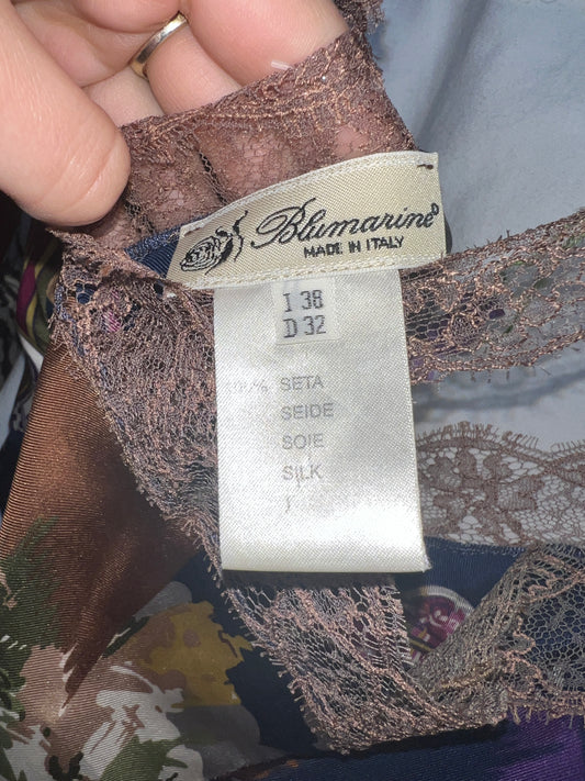 Blumarine Lace Cami Top With Scottish Characters