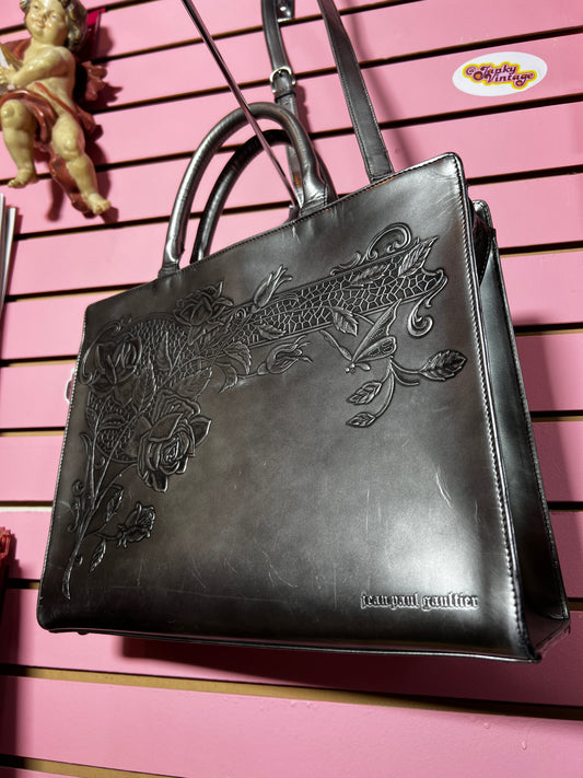JPG Two Handle Rose Embossed Bag