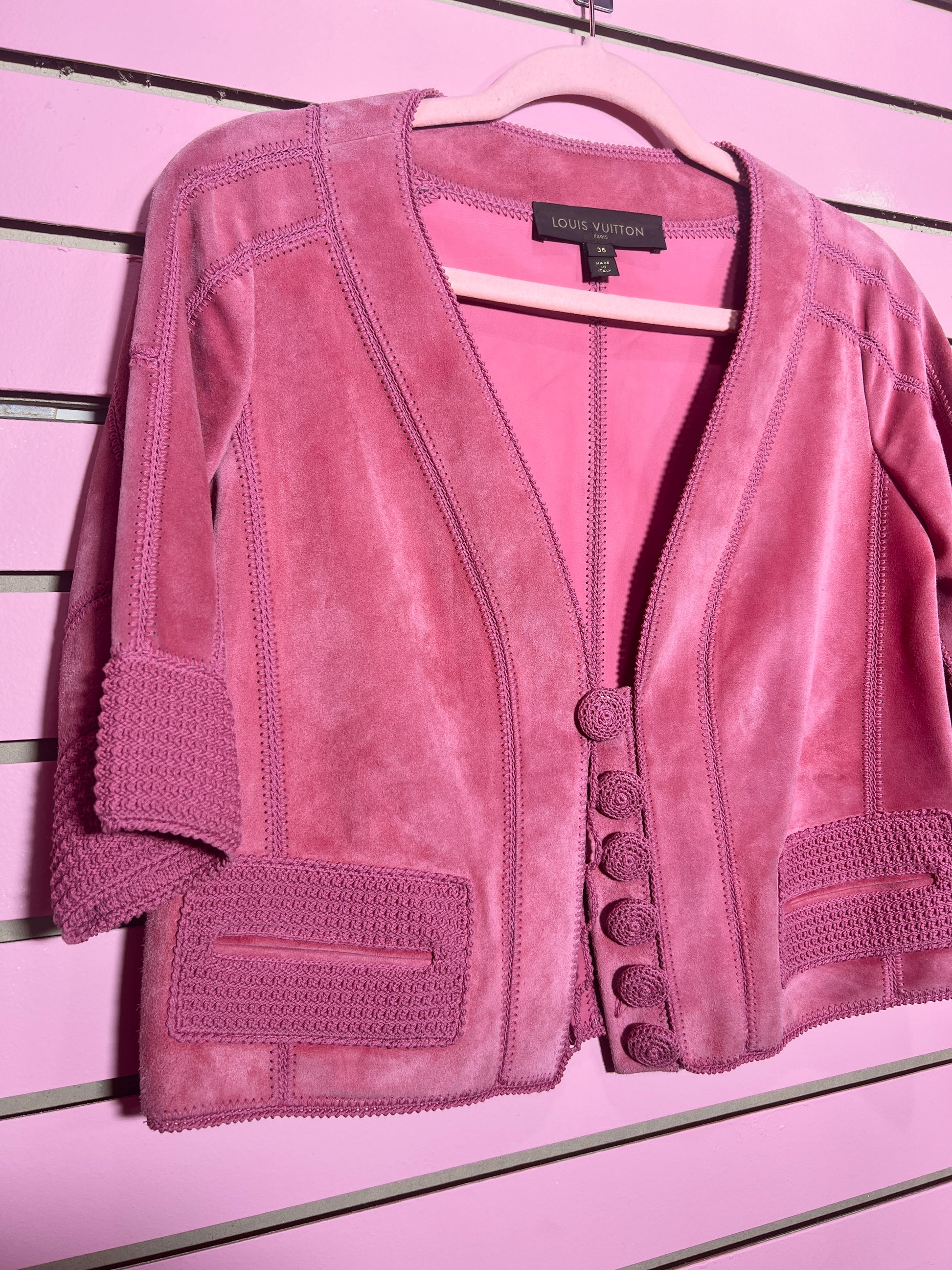 LOUIS VUITTON Half Coat 38 Pink Authentic Women Used from Japan